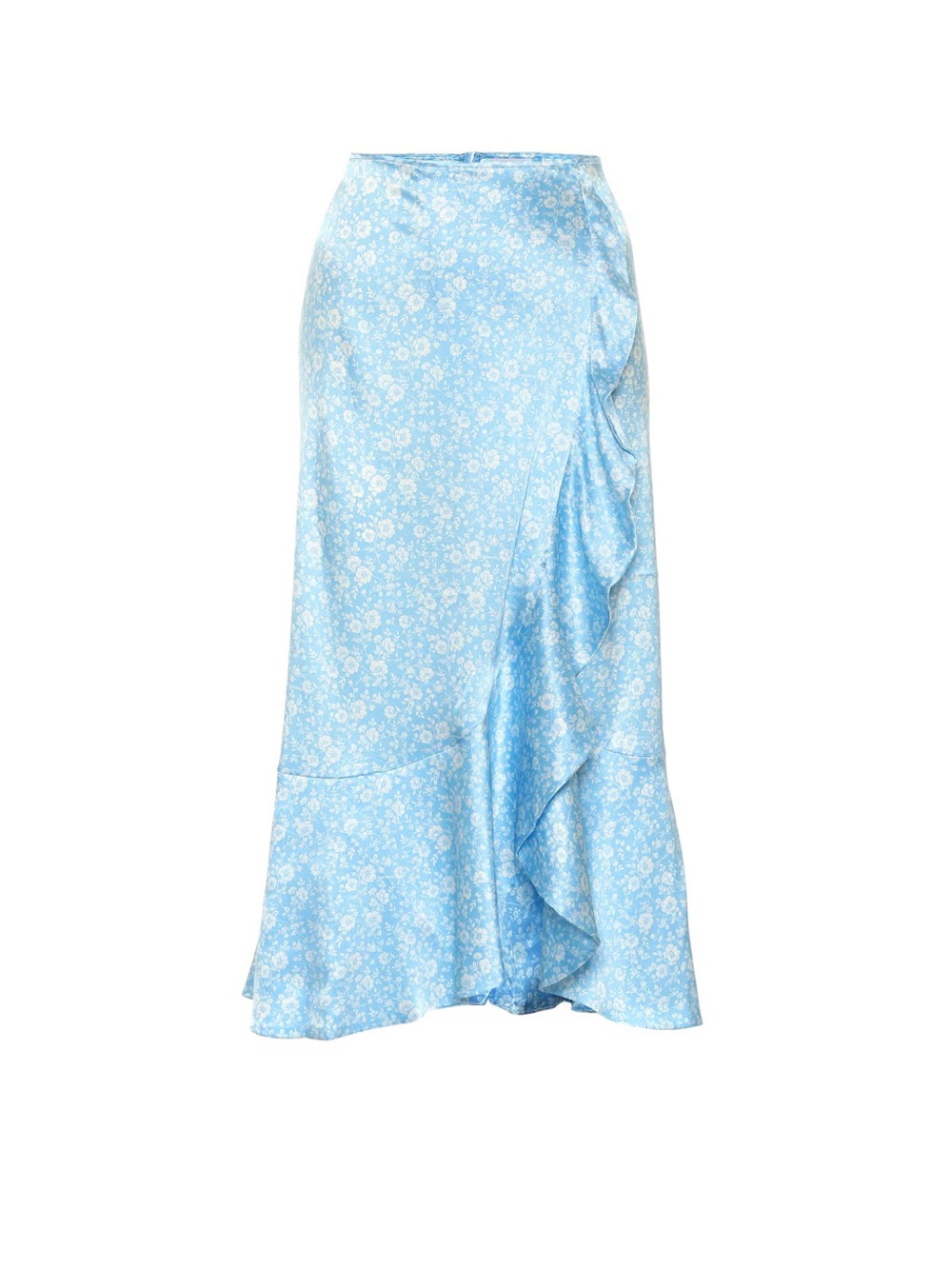 NWOT GANNI Stretch-Silk Satin Midi Skirt in Alaskan Blue — Size Eu 36/ US 4